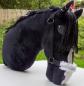 Preview: Black horse with wide blaze size (A4+ to A3) without stick  with many accessories  with 100% filling Unique piece - used