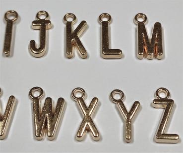 (ABC6) - Set of letters A-Z made of metal Colour : rose gold - approx. 1.25x0.6 cm for sewing on / gluing on