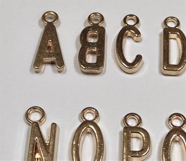 (ABC6) - Set of letters A-Z made of metal Colour : rose gold - approx. 1.25x0.6 cm for sewing on / gluing on