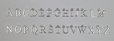 (ABC3) - Buchstaben-Set A-Z aus Metall Farbe : silber - ca. 1,3x1,3 cm zum Annähen