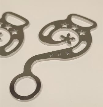 (HM-E1-Barock) Hackamore - "Baroque" for HH from A5 to A4+ / 1 pair = 2 pieces made of V2A stainless steel  highly polished