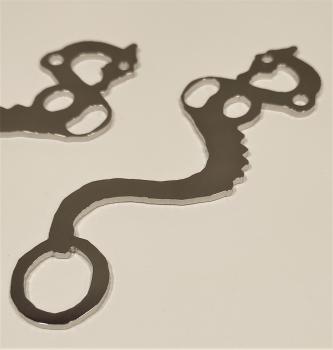 (HM-E1-Drache) Hackamore - "Drache" für HH ab A5 bis A4+ / 1 Paar = 2 Stück aus V2A Edelstahl  hochglanzpoliert
