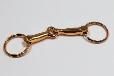 Hobby Horse Gebiss einfach gebrochen Farbe : echt vergoldet, mit 2 Schlüsselringen echt vergoldet für Maulbreite 5-6 cm (vergolden in Handarbeit)
