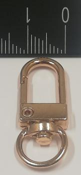 (K11) Karabinerhaken länglich mit Wirbel halbrund gold