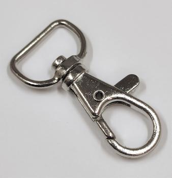 (K12) Karabinerhaken mit Wirbel gerade  silber vernickelt