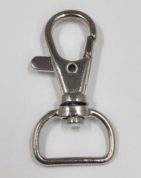 (K12) Karabinerhaken mit Wirbel gerade  silber vernickelt