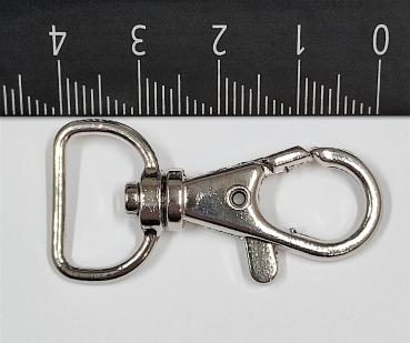 (K12) Karabinerhaken mit Wirbel gerade  silber vernickelt