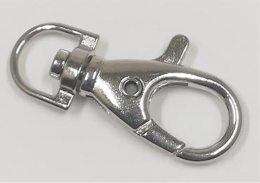 (K5) Karabinerhaken gewölbt mit Wirbel halbrund silber glänzend
