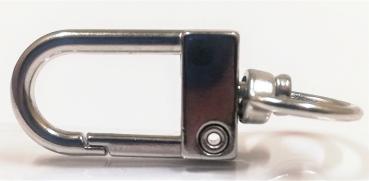 (K8) Carabiner oblong with swivel half round silver