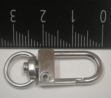 (K8) Carabiner oblong with swivel half round silver