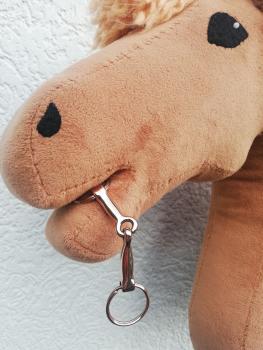 Hobby Horse Gebiss einfach gebrochen (auch Wassertrense genannt) Farbe : rosé vergoldet (750er Gold), mit 2 Schlüsselringen rosé vergoldet für Maulbreite 5-6 cm (vergolden in Handarbeit)