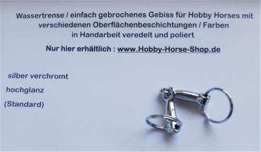Hobby Horse Gebiss einfach gebrochen (auch Wassertrense genannt) Farbe : silber hochglanz verchromt, mit 2 Schlüsselringen (silber hochglanz verchromt) für Maulbreite 5-6 cm