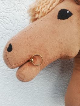 Hobby Horse Gebiss einfach gebrochen (auch Wassertrense genannt) Farbe : echt vergoldet, mit 2 Schlüsselringen echt vergoldet für Maulbreite 5-6 cm