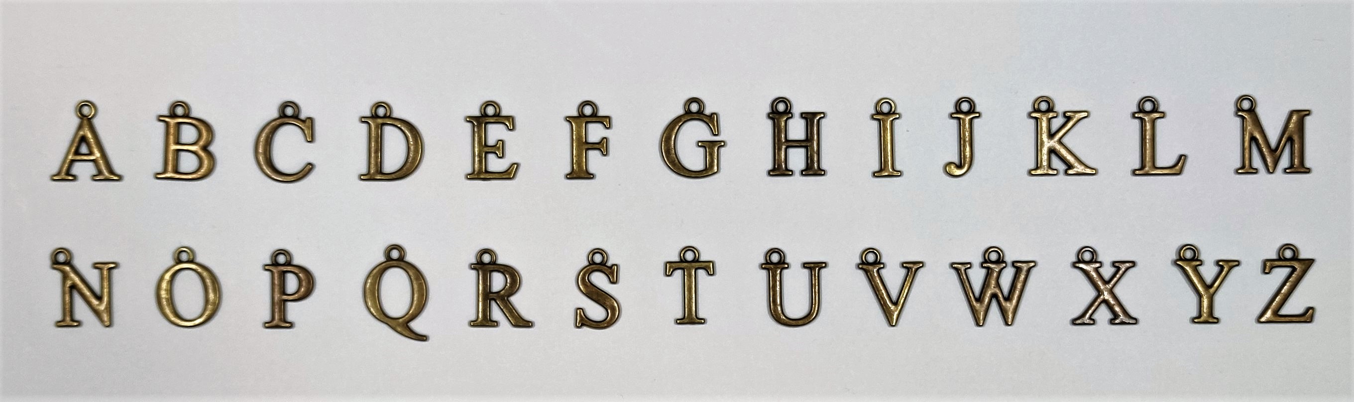  Hobby Horsing Deutschland - (ABC1) - Buchstaben-Set  A-Z aus Metall Farbe : bronze - ca. 1,3x1,3 cm
