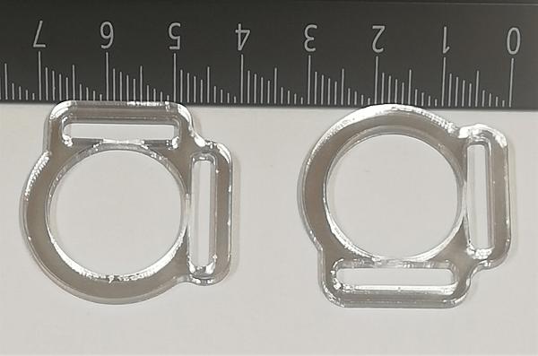(HR-S3) 2s halter ring 17mm centre - SILVER 1 pair - made of Plexiglas® XT - lasered