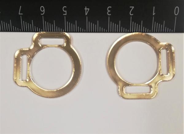 2s halter ring 12mm centre - GOLD 1 pair - made of Plexiglas® XT - lasered