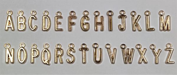 (ABC6) - Set of letters A-Z made of metal Colour : rose gold - approx. 1.25x0.6 cm for sewing on / gluing on