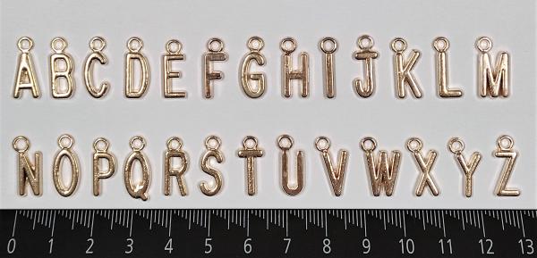 (ABC6) - Set of letters A-Z made of metal Colour : rose gold - approx. 1.25x0.6 cm for sewing on / gluing on