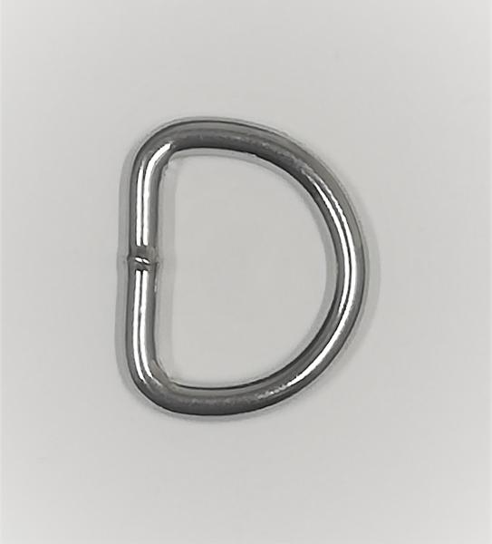 (DR1) 1 piece D-Ring  Inside 20 x 15mm - Ø 3 mm steel silver nickel plated