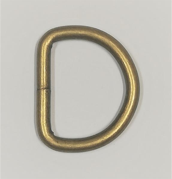 (DR6) 1 piece D-Ring  Inside 16 x 12mm - Ø 2.75 mm steel color : bronze
