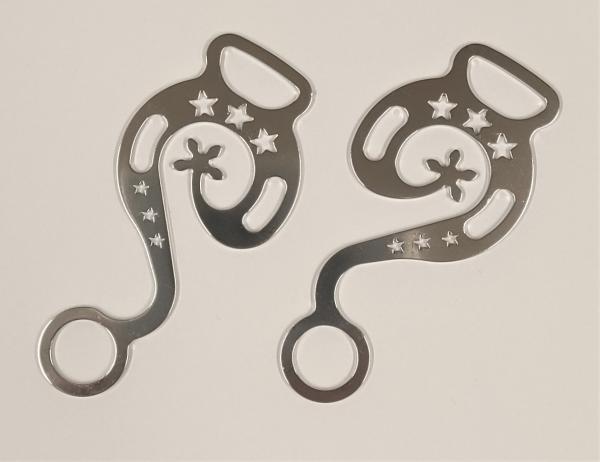 (HM-E1-Barock) Hackamore - "Baroque" for HH from A5 to A4+ / 1 pair = 2 pieces made of V2A stainless steel  highly polished