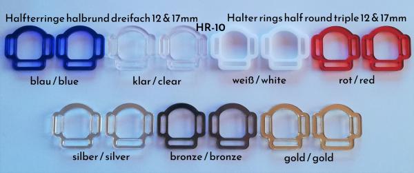 (HR10) 3er Halfterring 12 / 17mm halbrund - Farbe : (bitte auswählen) 1 Paar - aus Plexiglas® XT  - gelasert
