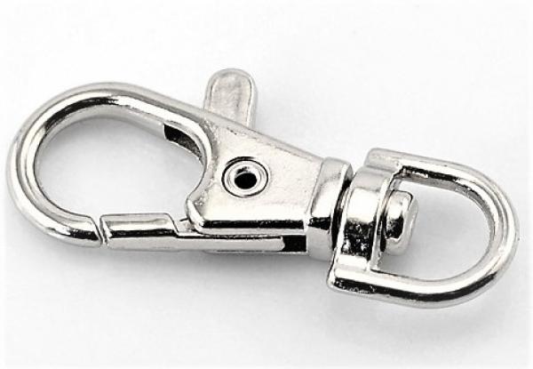 Karabinerhaken mit Wirbel halbrund matt silber