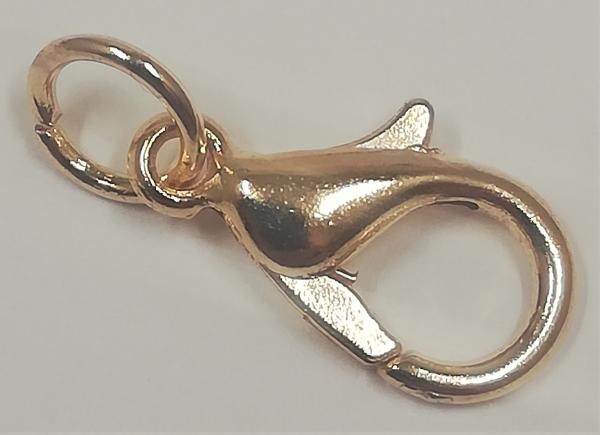 (K10) Mini Karabinerhaken mit Ring offen gold
