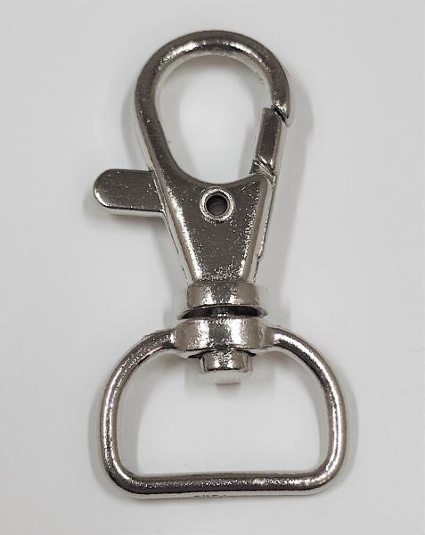 (K12) Karabinerhaken mit Wirbel gerade  silber vernickelt