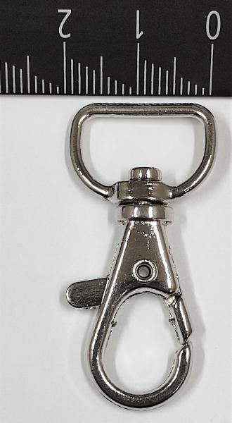 (K12) Karabinerhaken mit Wirbel gerade  silber vernickelt