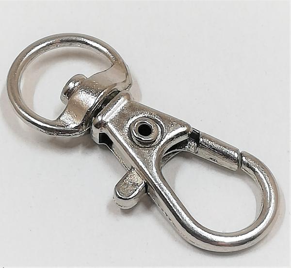 (K3) Karabinerhaken mit Wirbel halbrund metallisch silber