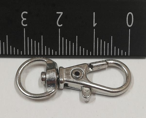 (K3) Karabinerhaken mit Wirbel halbrund metallisch silber