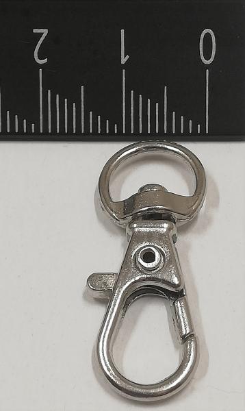 (K3) Karabinerhaken mit Wirbel halbrund metallisch silber