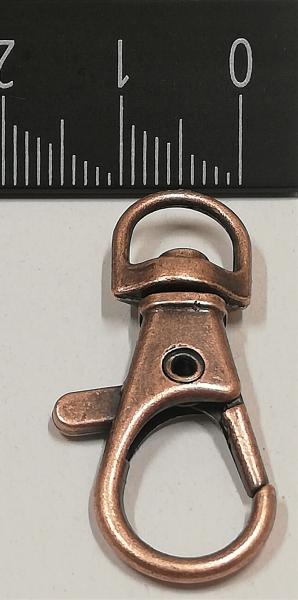 (K4) Carabiner with swivel half round old copper