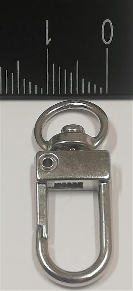 (K8) Carabiner oblong with swivel half round silver
