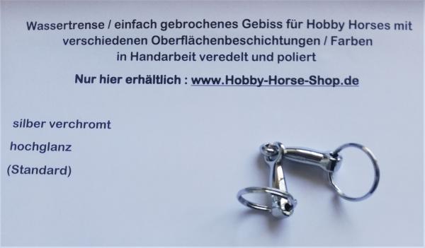 Hobby Horse Gebiss einfach gebrochen (auch Wassertrense genannt) Farbe : silber hochglanz verchromt, mit 2 Schlüsselringen (silber hochglanz verchromt) für Maulbreite 5-6 cm