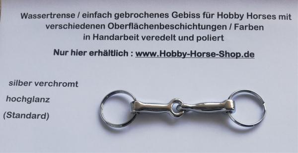 Hobby Horse Gebiss einfach gebrochen (auch Wassertrense genannt) Farbe : silber hochglanz verchromt, mit 2 Schlüsselringen (silber hochglanz verchromt) für Maulbreite 5-6 cm