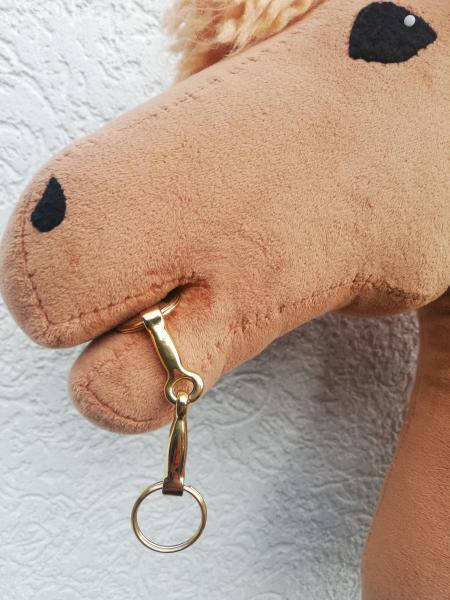 Hobby Horse Gebiss einfach gebrochen (auch Wassertrense genannt) Farbe : echt vergoldet, mit 2 Schlüsselringen echt vergoldet für Maulbreite 5-6 cm
