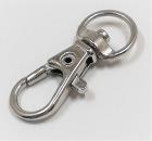 (K3) Karabinerhaken mit Wirbel halbrund - metallisch silber - L 32,5 x  B 13 x D 5 mm